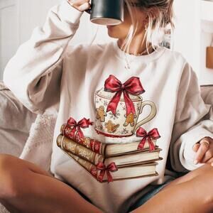 All Booked For Coquette Books Book Lovers Teacher Sweatshirt Xmas